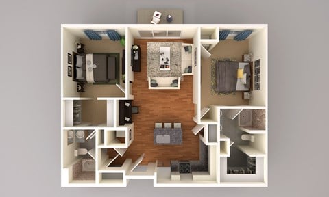 Floor plan for 2 beds, 2 baths, 1130 sqft